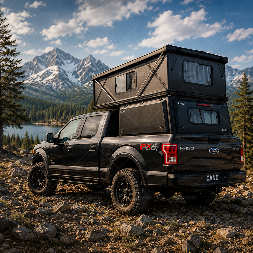 Pop-Up Hard-side Pickup Truck Camper is compatible with Rivian R1T，Ford F-150