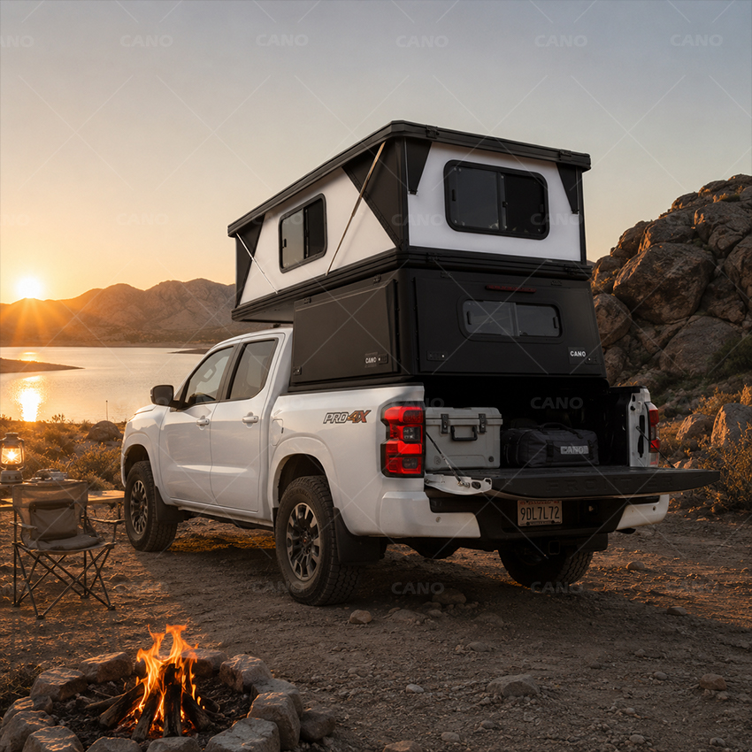 Pop-Up Hard-side Pickup Truck Camper is compatible with Nissan Frontier，Tesla Cybertruck